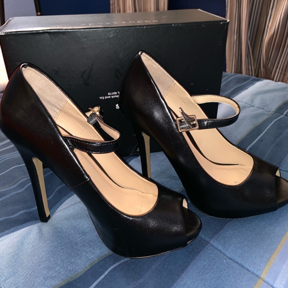 Black open toe heels